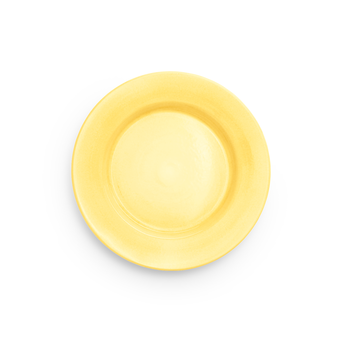 Yellow ceramic plate on a white background