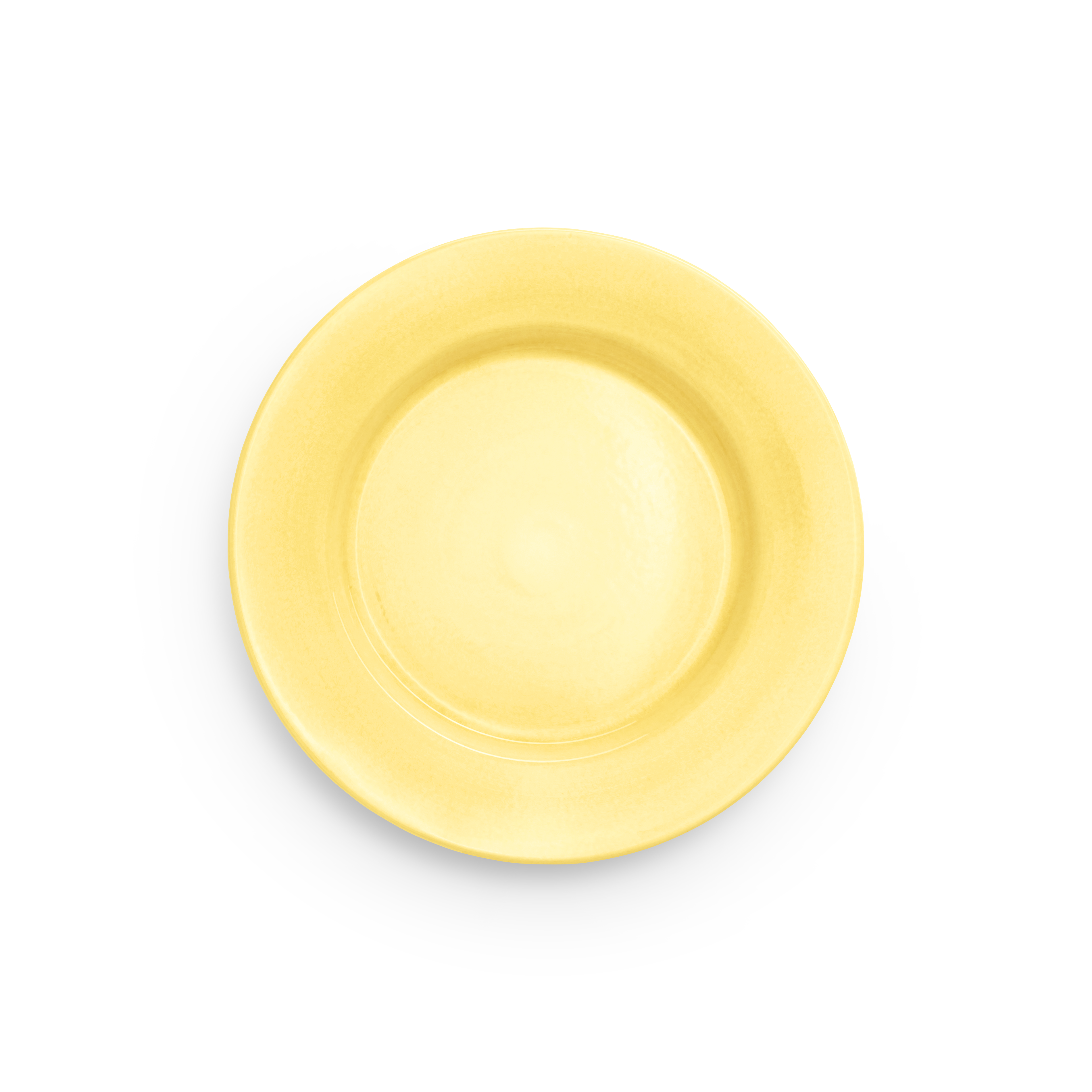 Yellow ceramic plate on a white background