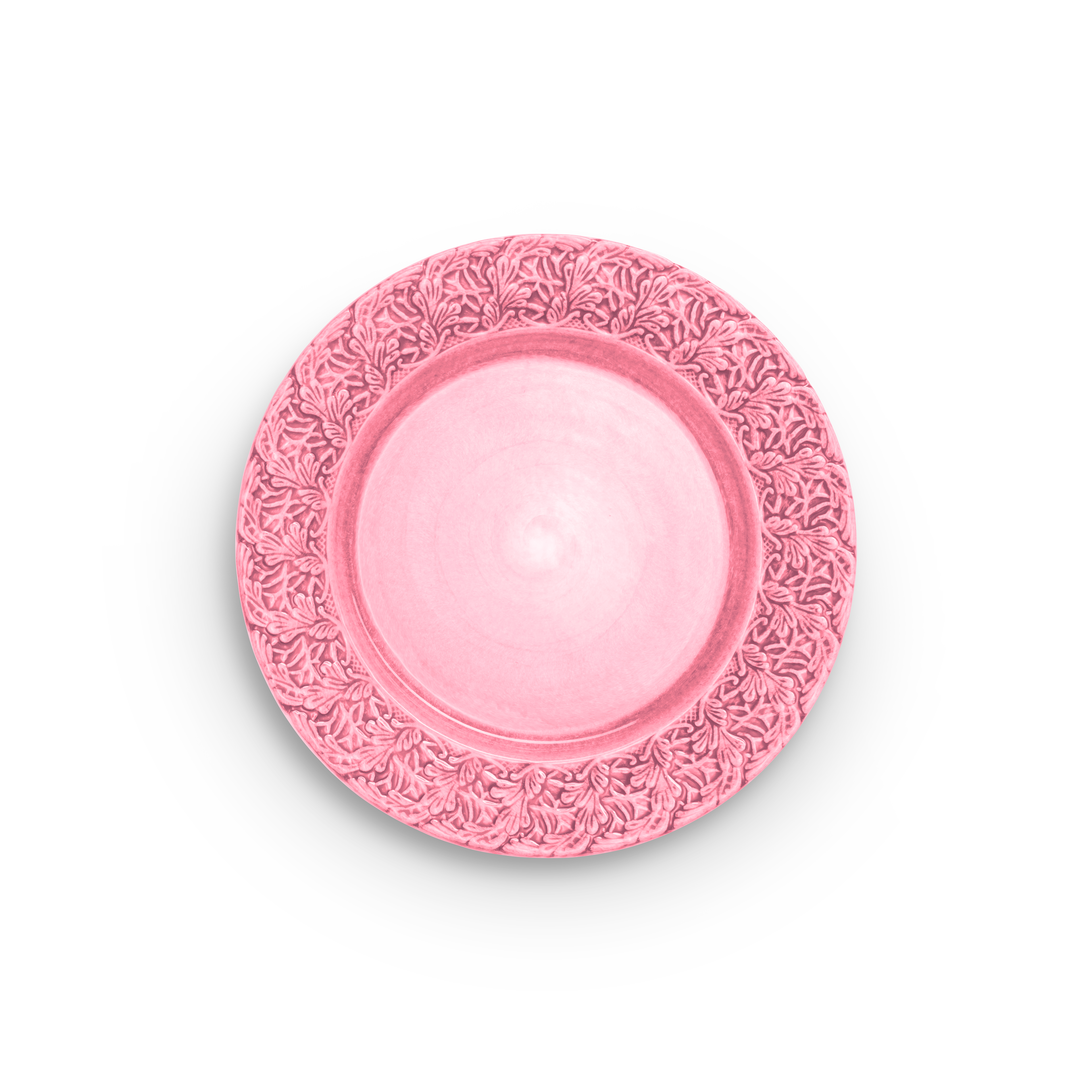 Pink decorative plate on a white background