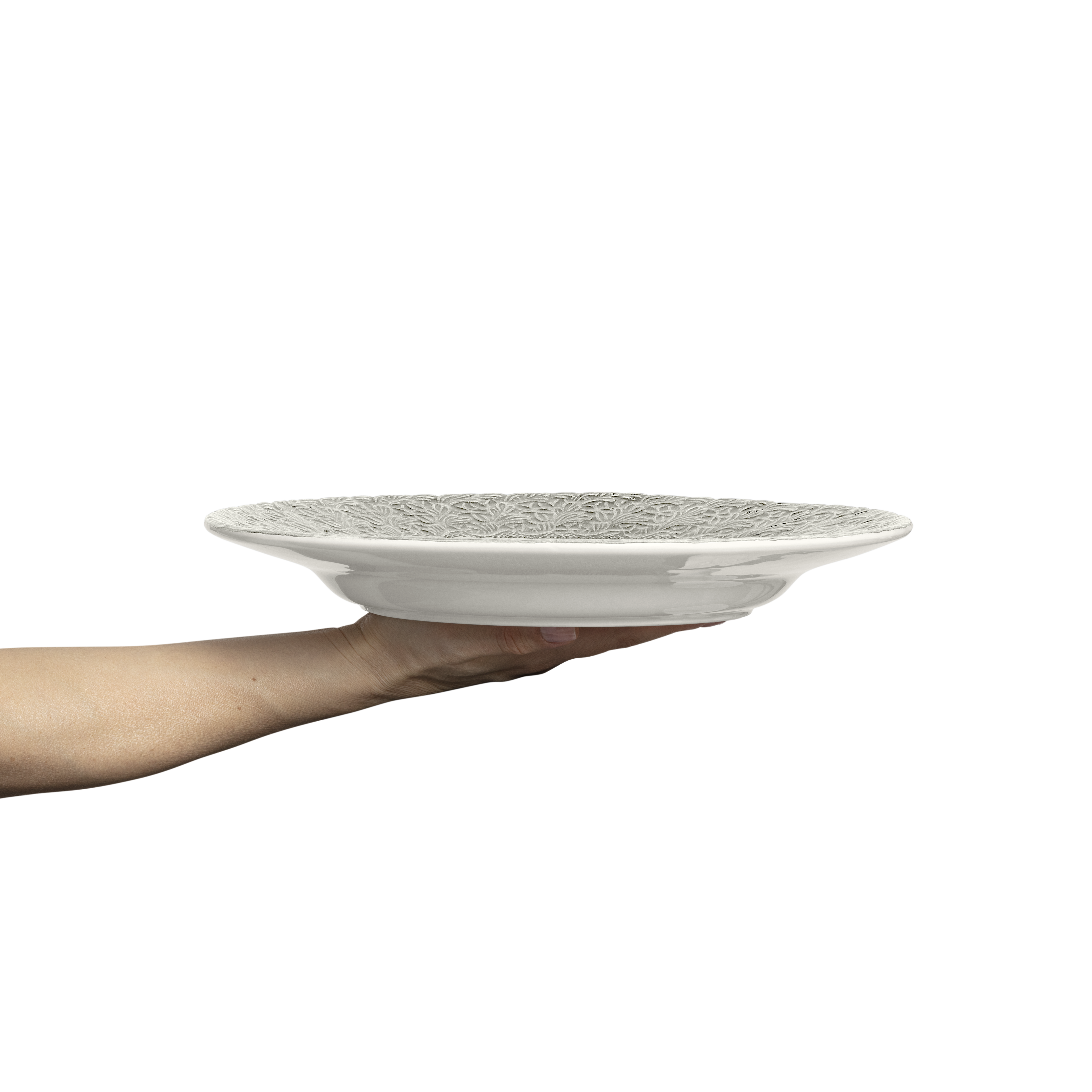 Lace Plate 32 cm Grey