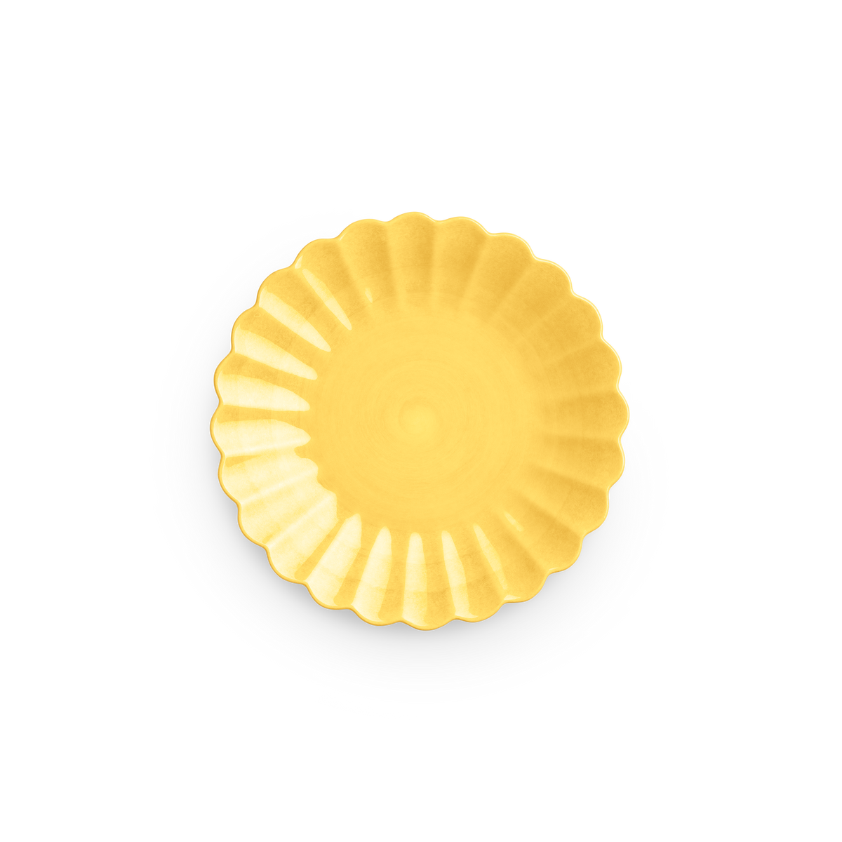 Yellow decorative plate on a white background