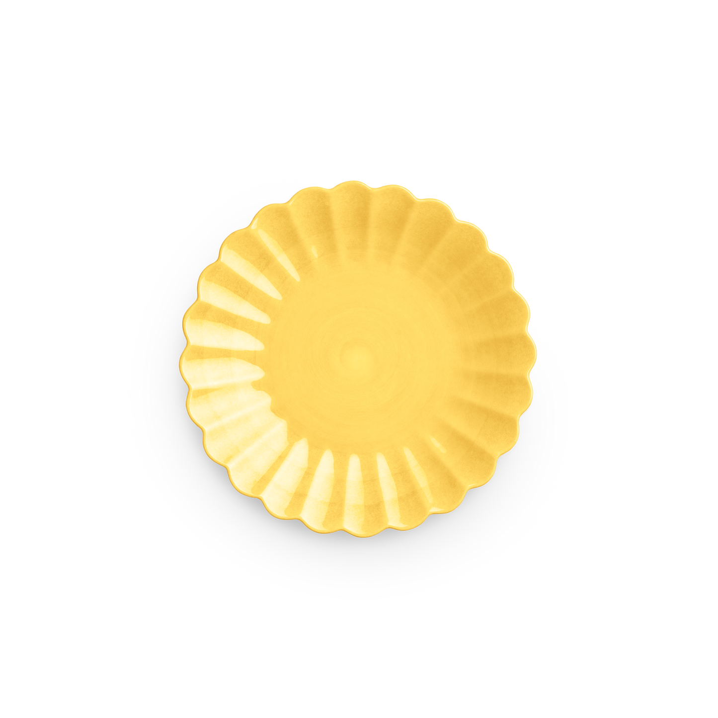 Yellow decorative plate on a white background