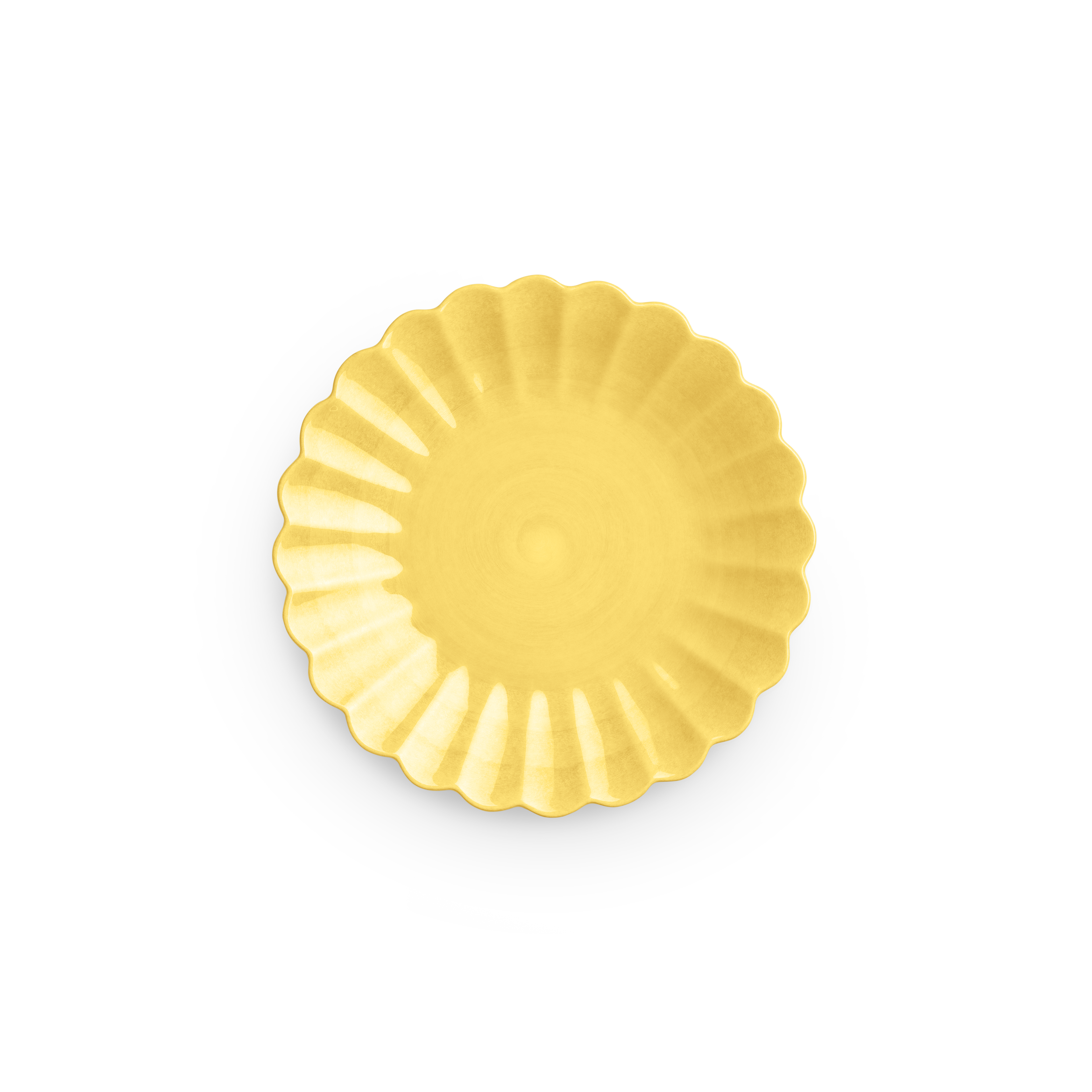 Yellow decorative plate on a white background