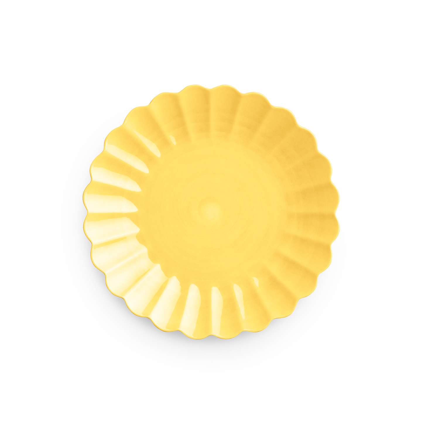Yellow decorative plate on a white background