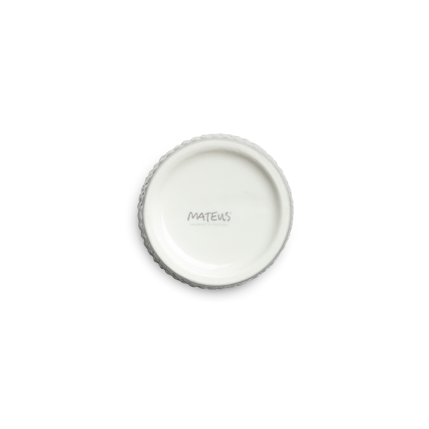 grey mug bottom with 'MATEUS' branding on a white background