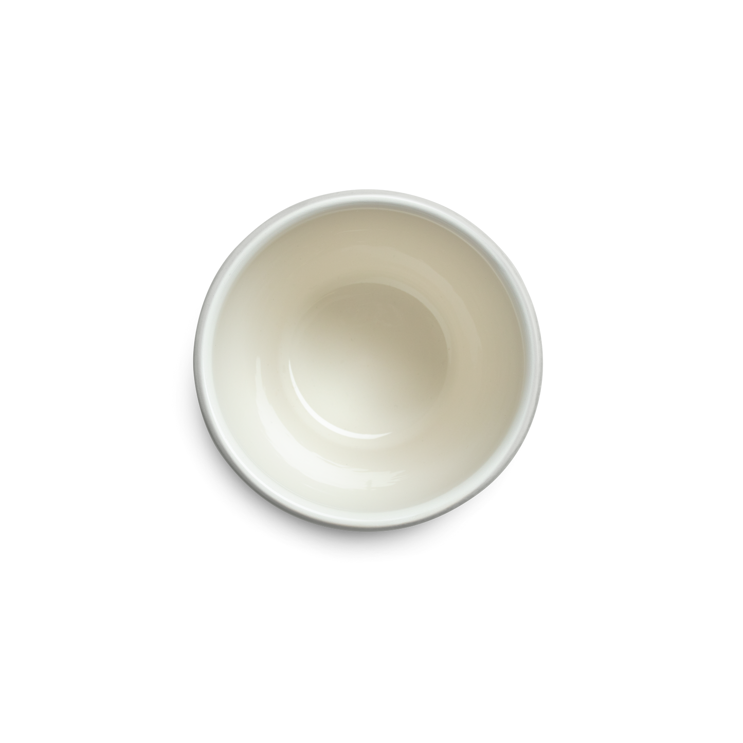 grey ceramic mug from above on a white background