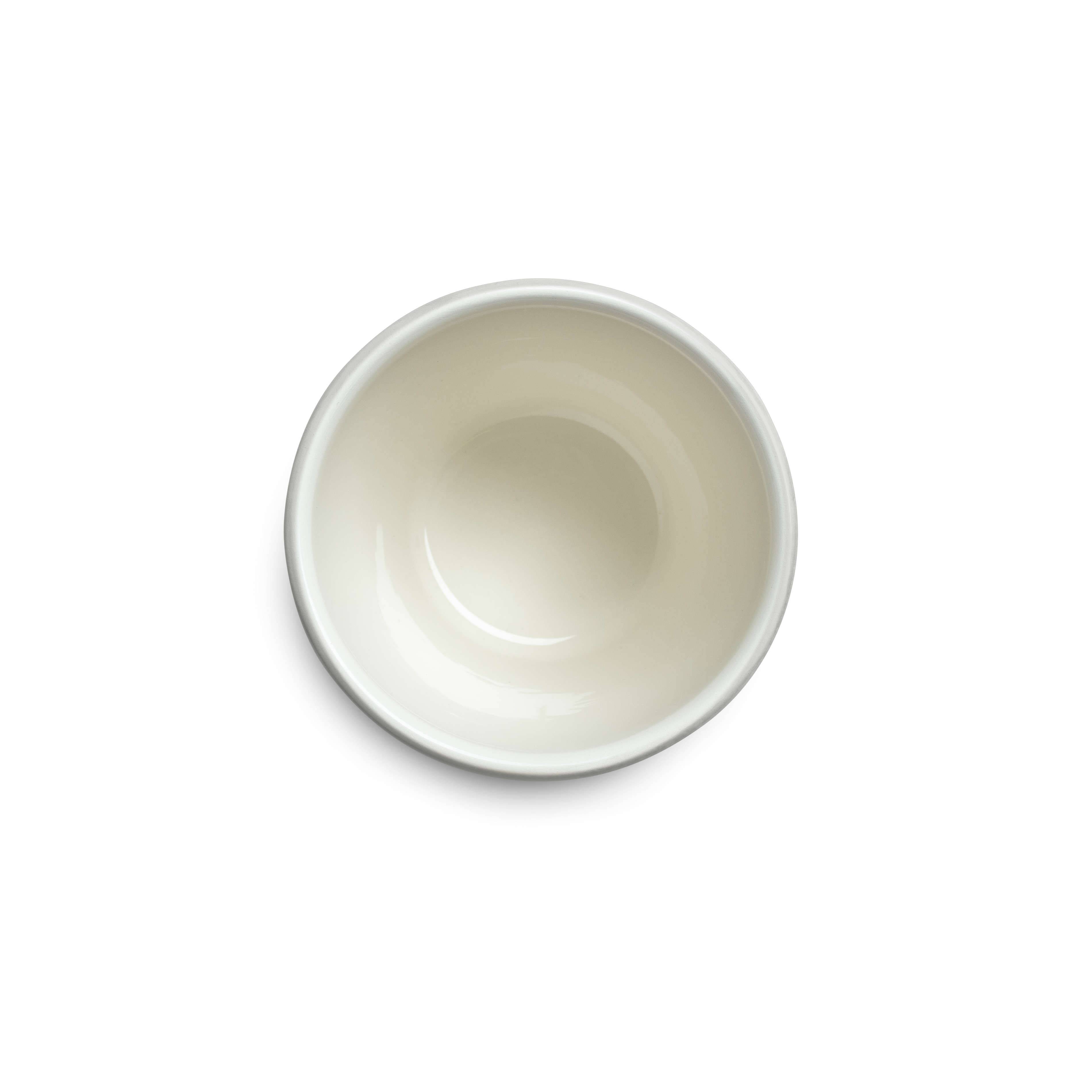 grey ceramic mug from above on a white background