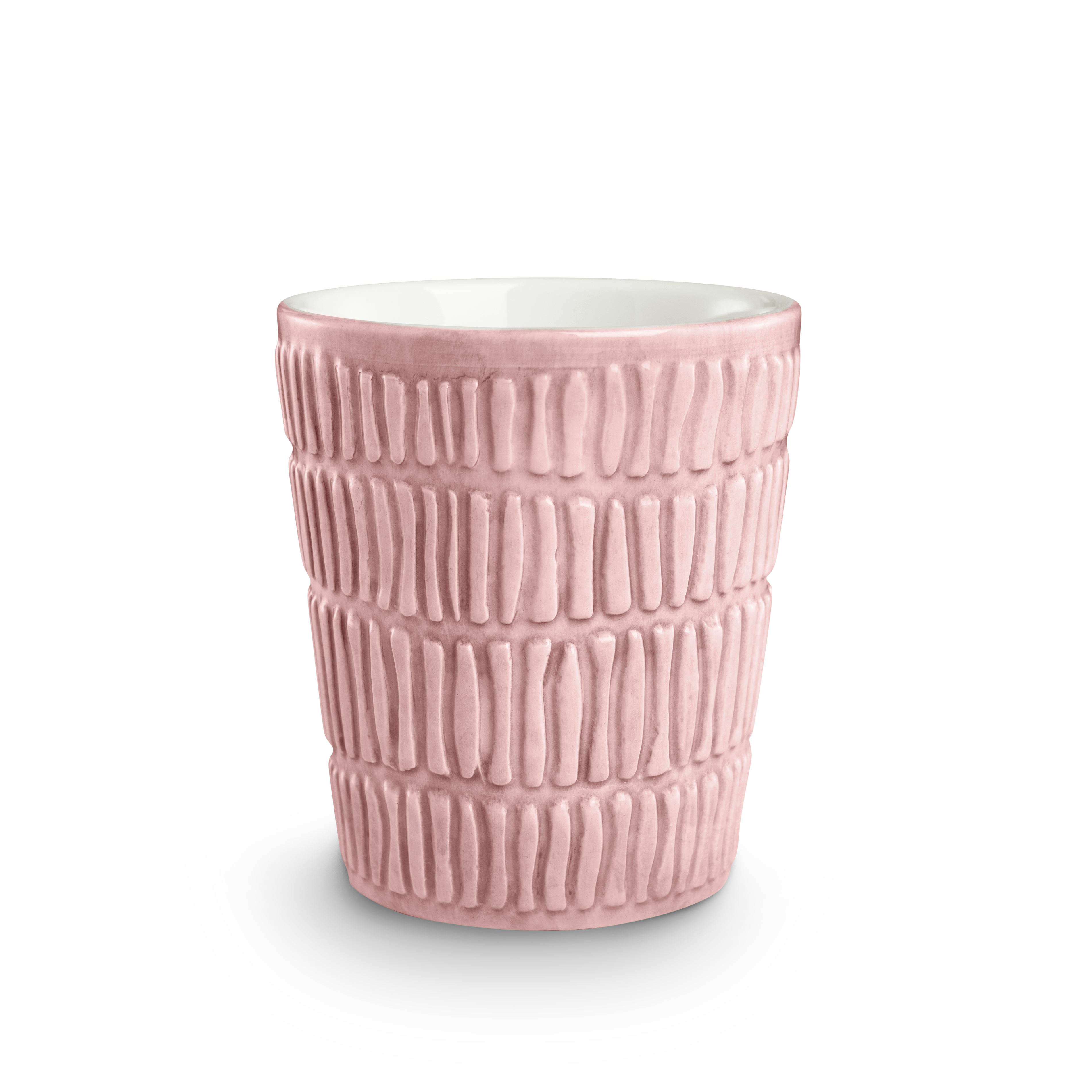 Textured ceramic cup on a white background