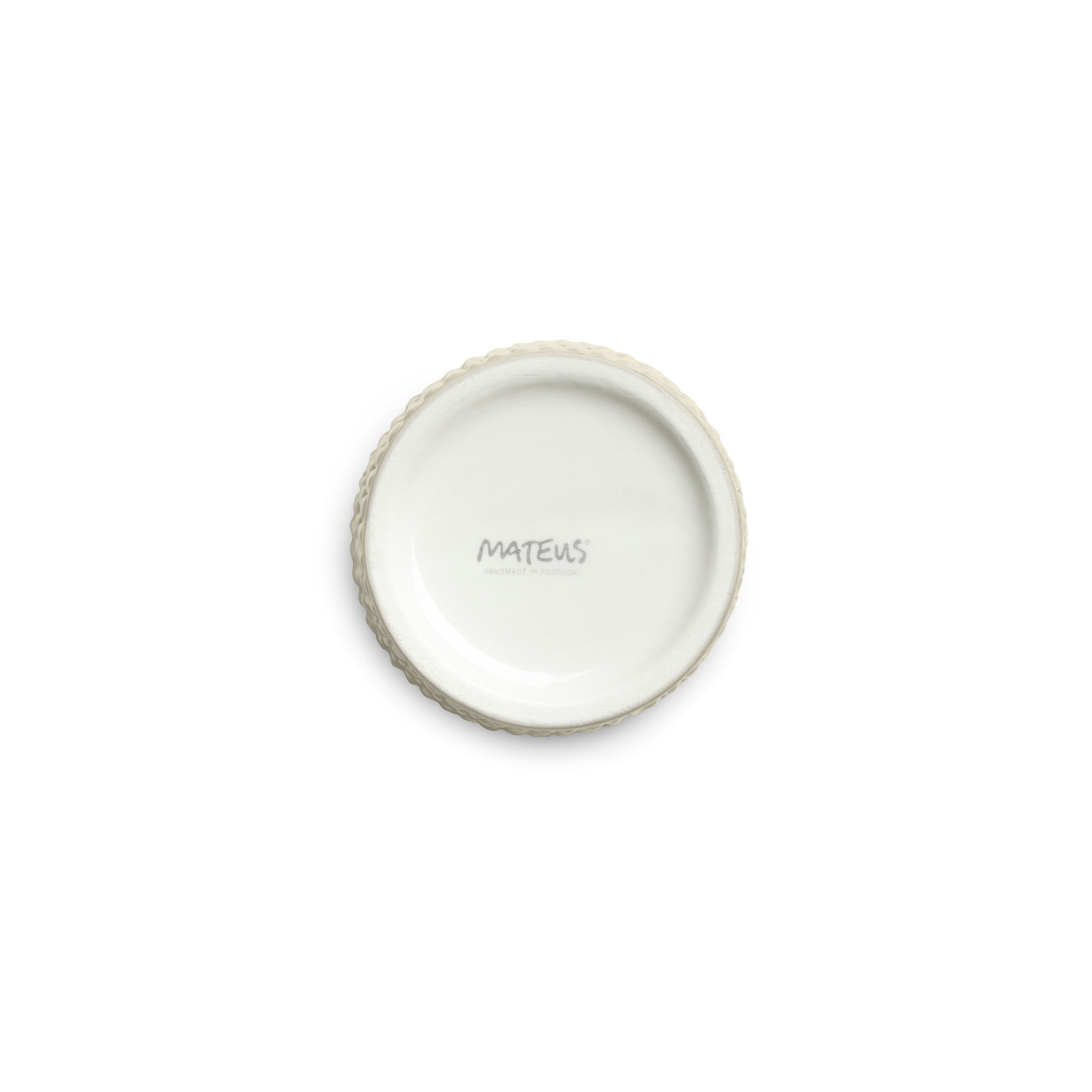Small ceramic mug with 'Mateus' branding on a white background
