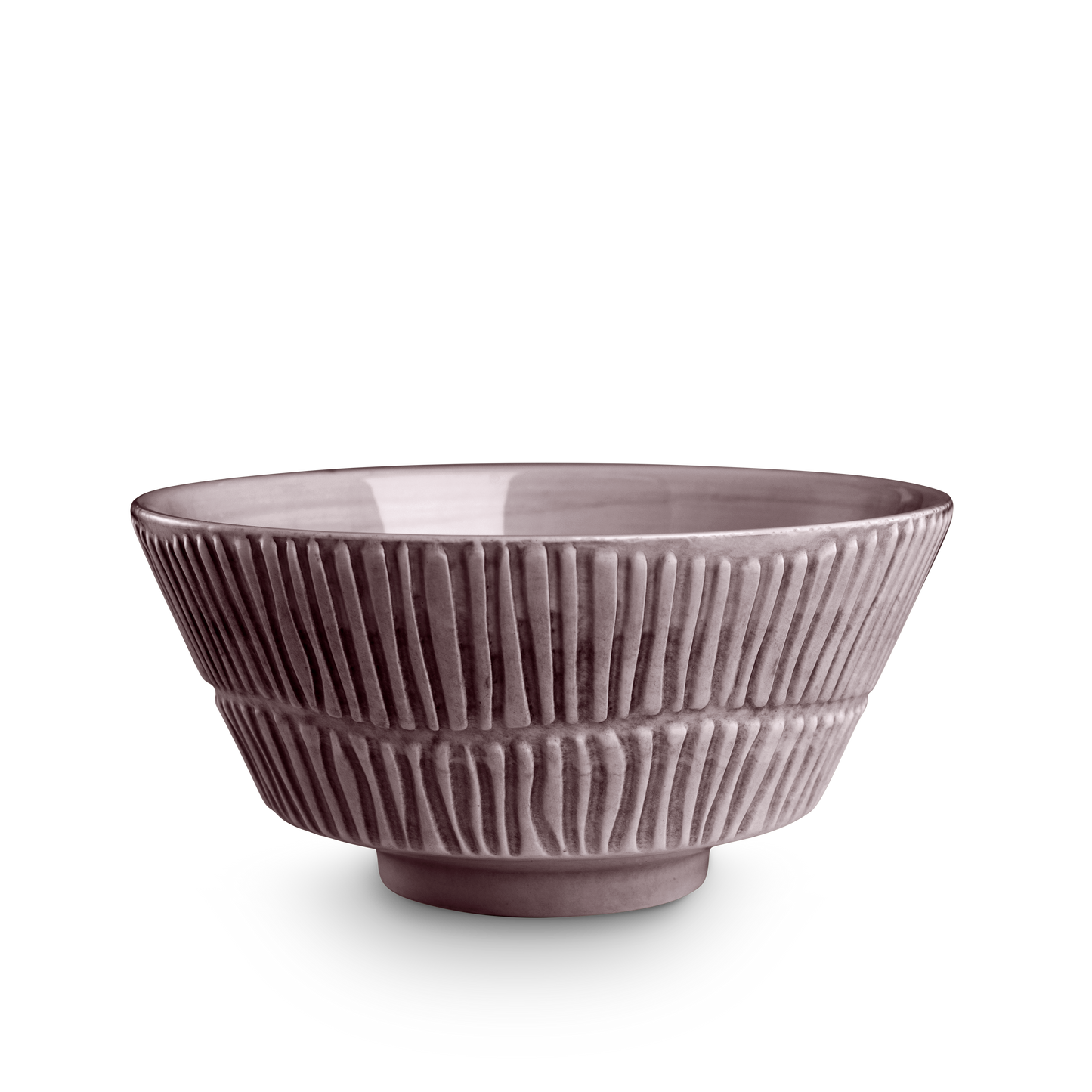 Gray ceramic bowl with textured design on a white background