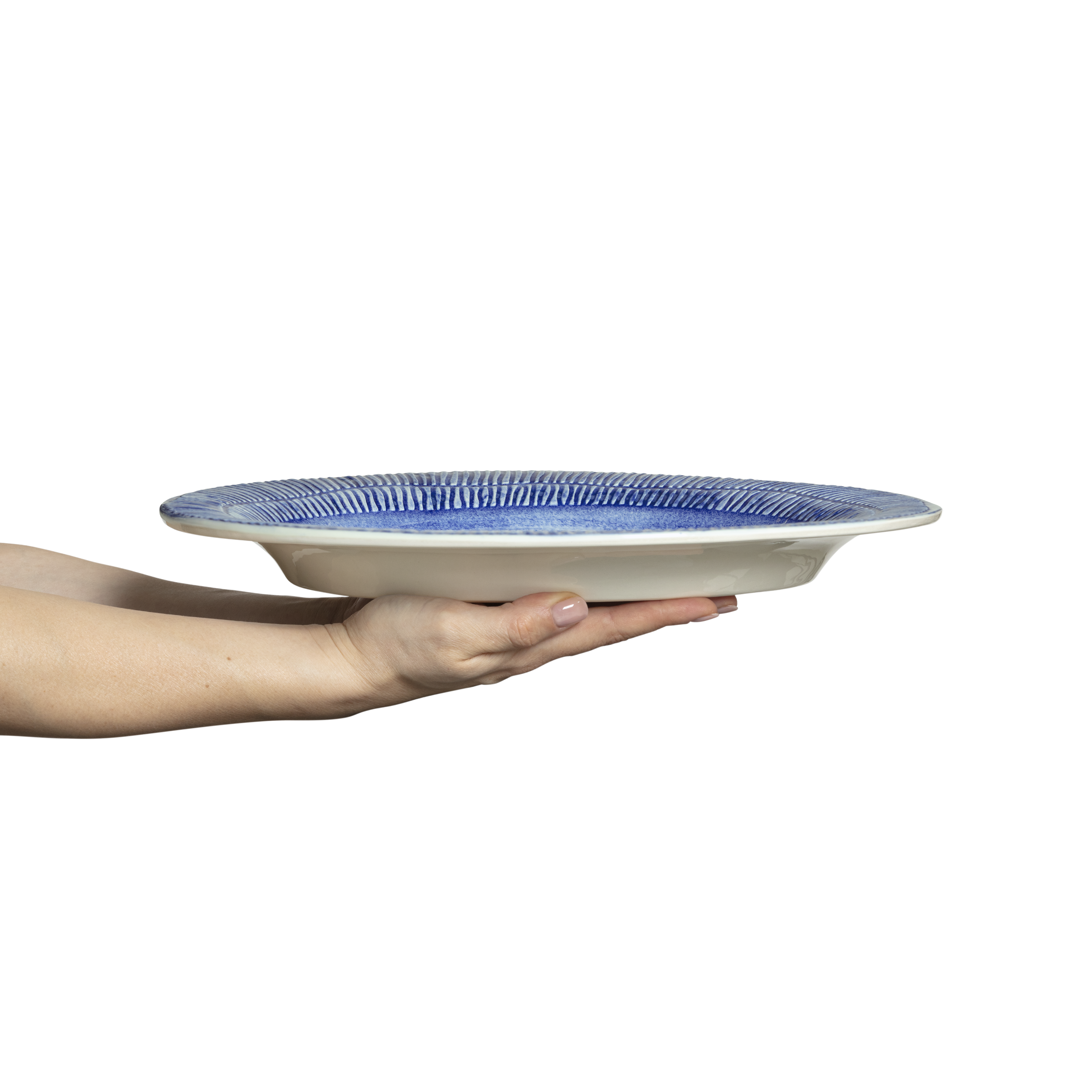 Stripes Platter 35 x 30 cm Light Blue