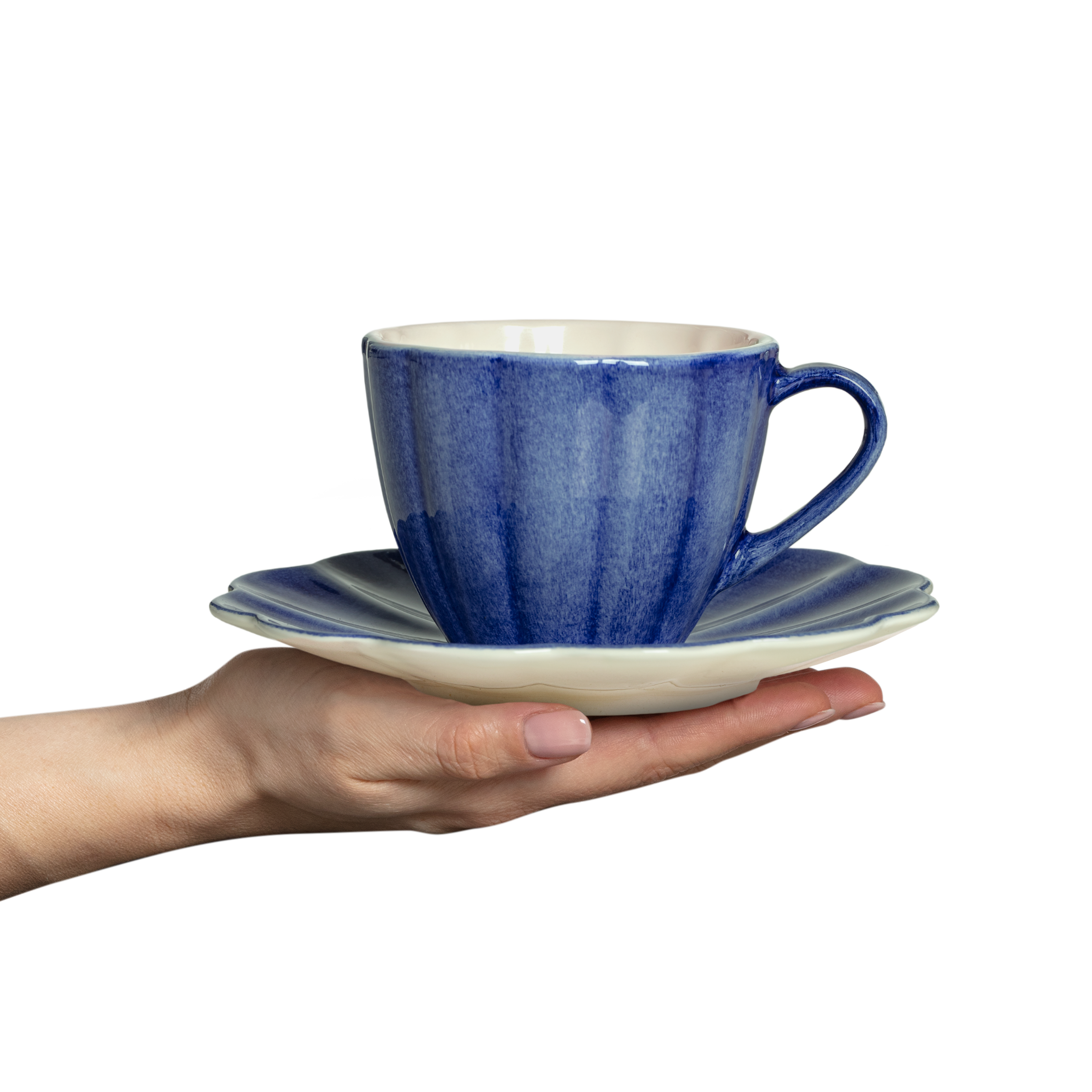 Oyster Cup and Saucer 25 cl Blue
