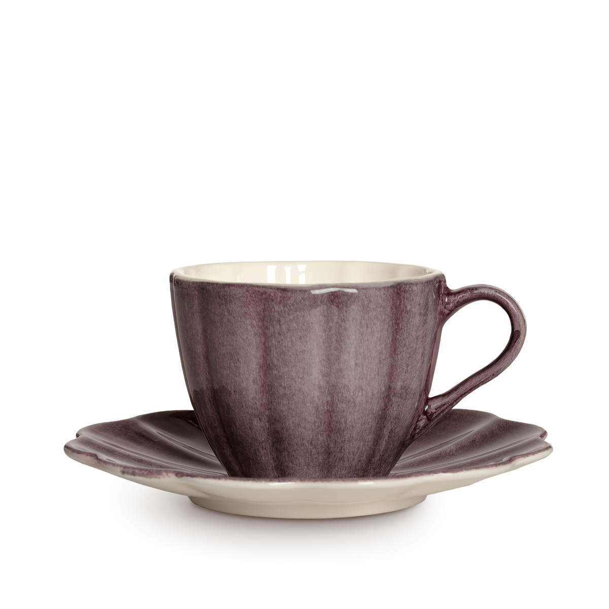 Kaffekopp med fat Oyster 25 cl Plum