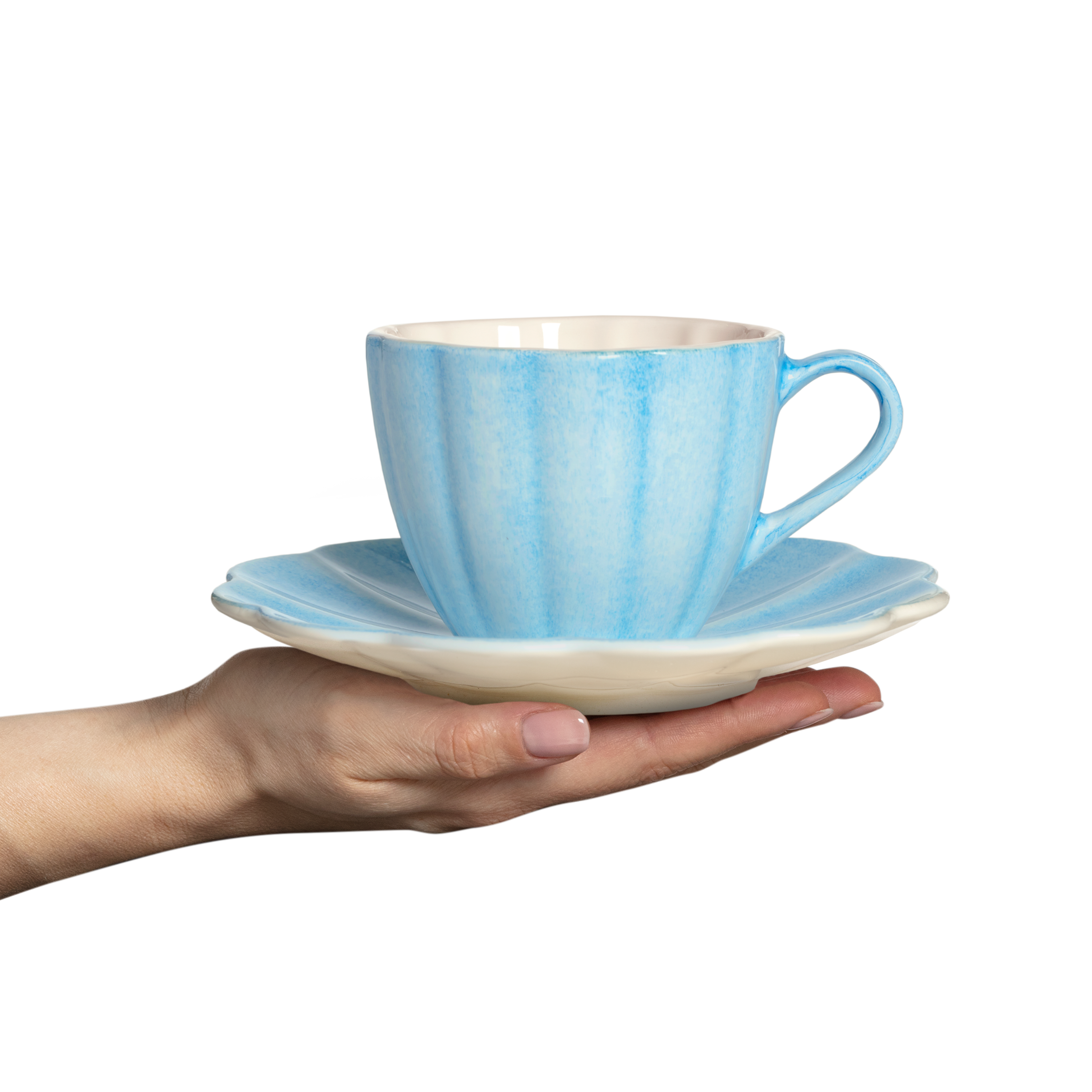 Oyster Cup and Saucer 25 cl Turquoise