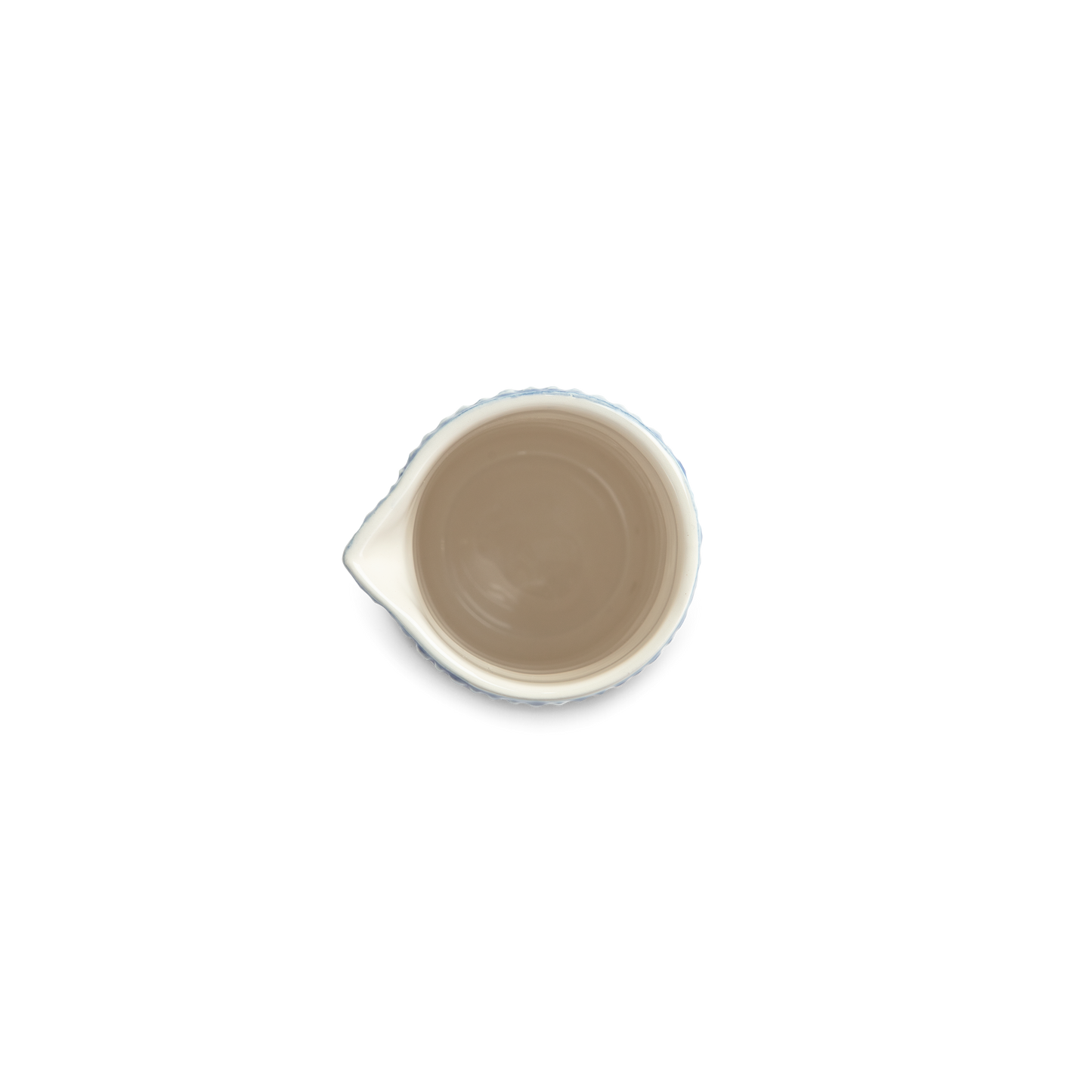 Small ceramic jug on a white background from above