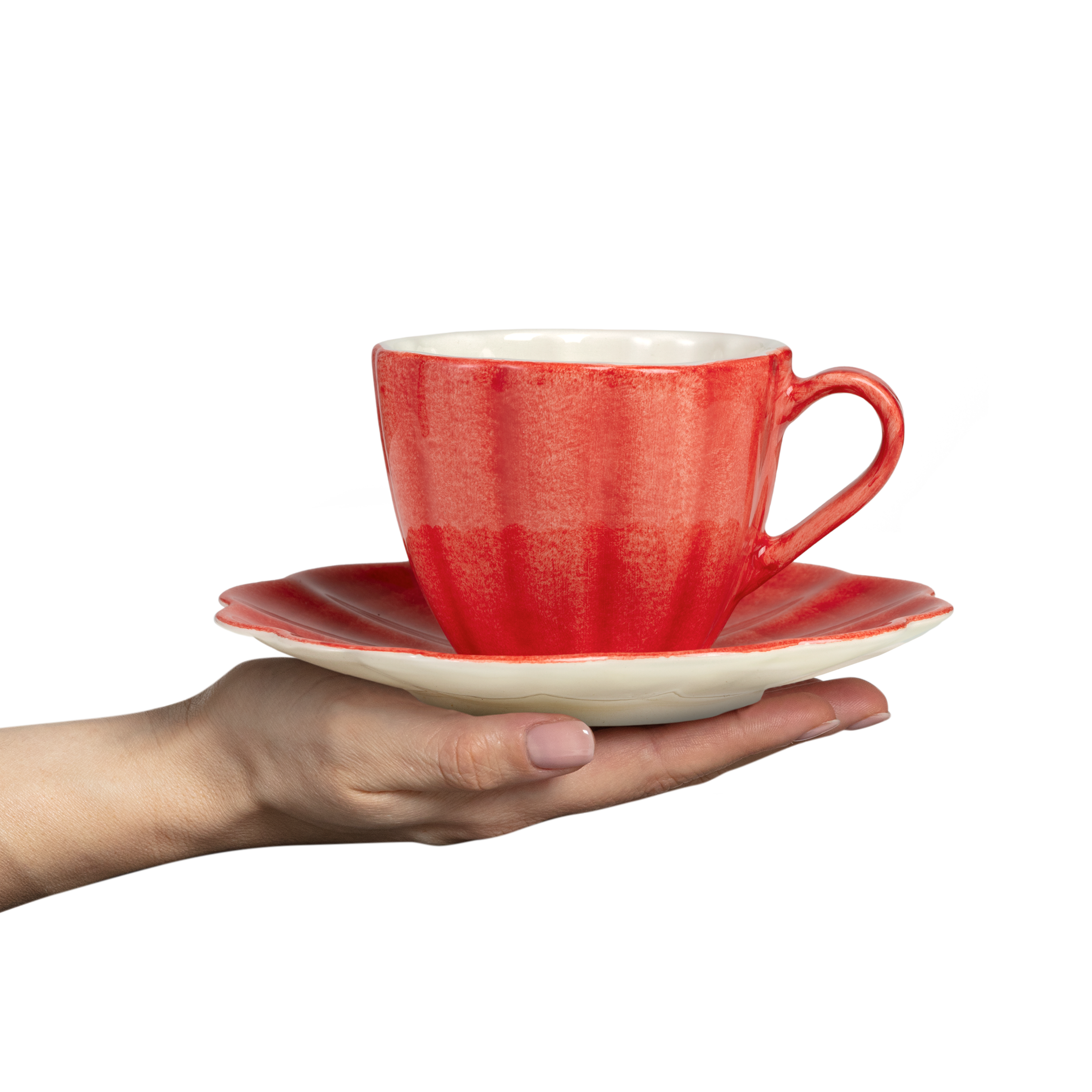 Oyster Cup and Saucer 25 cl Red