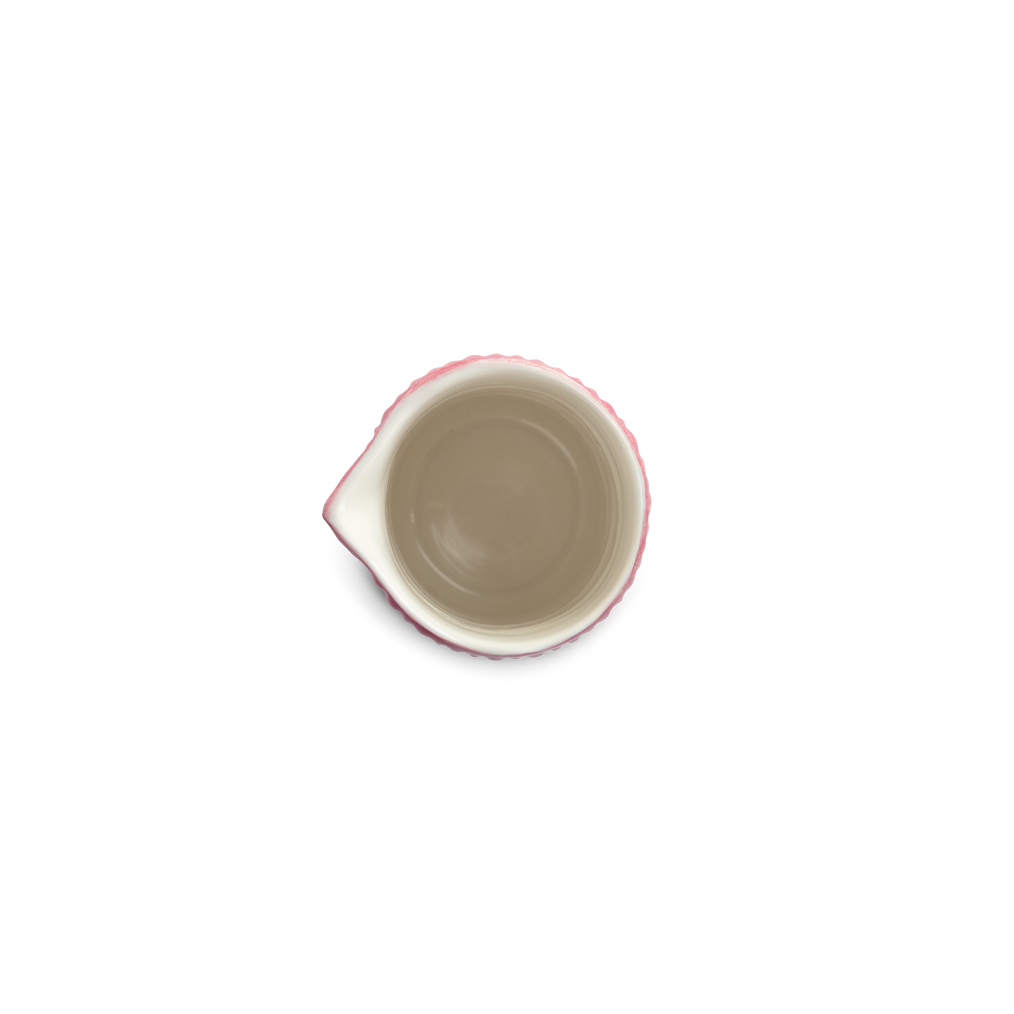 Small ceramic jug from above on a white background
