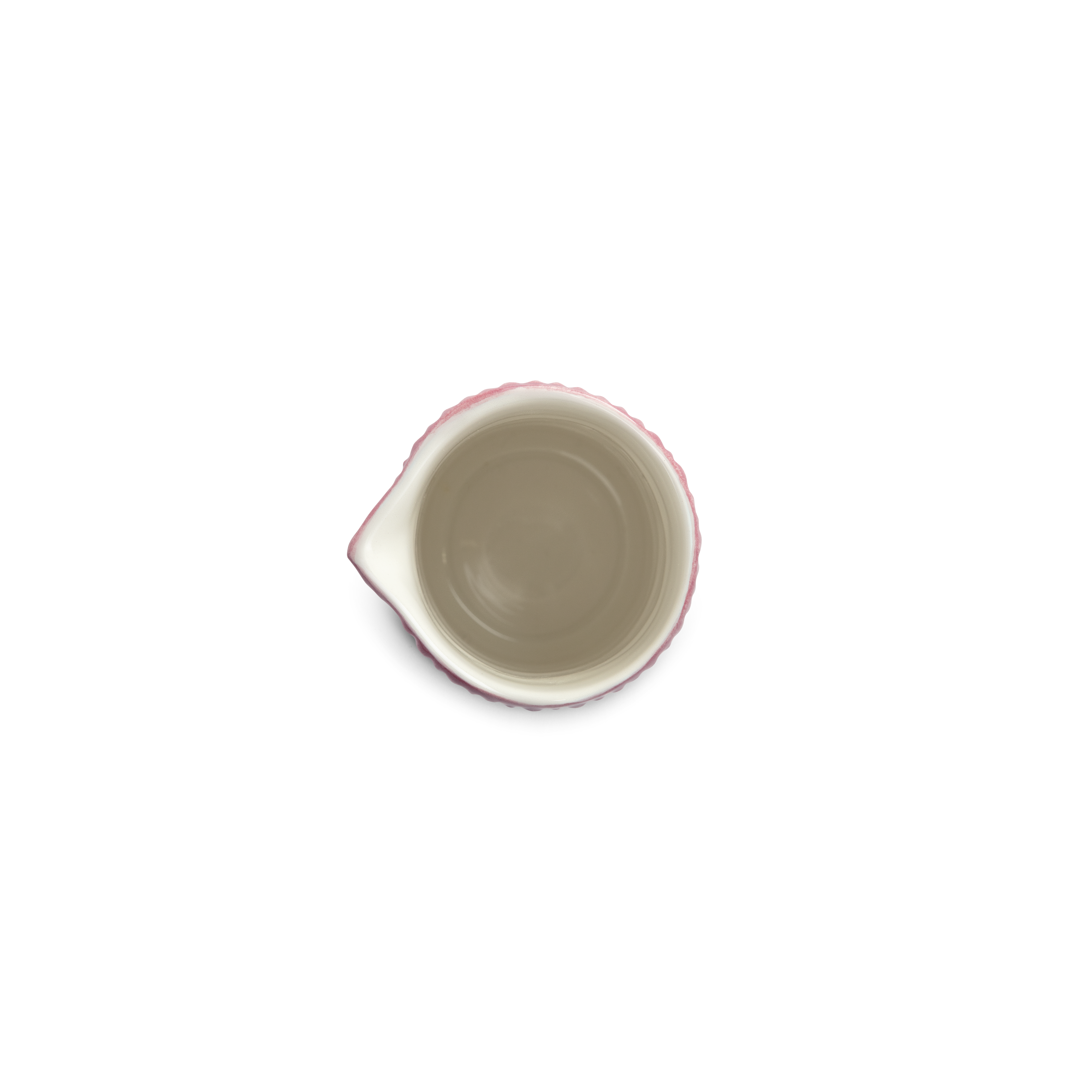 Small ceramic jug from above on a white background