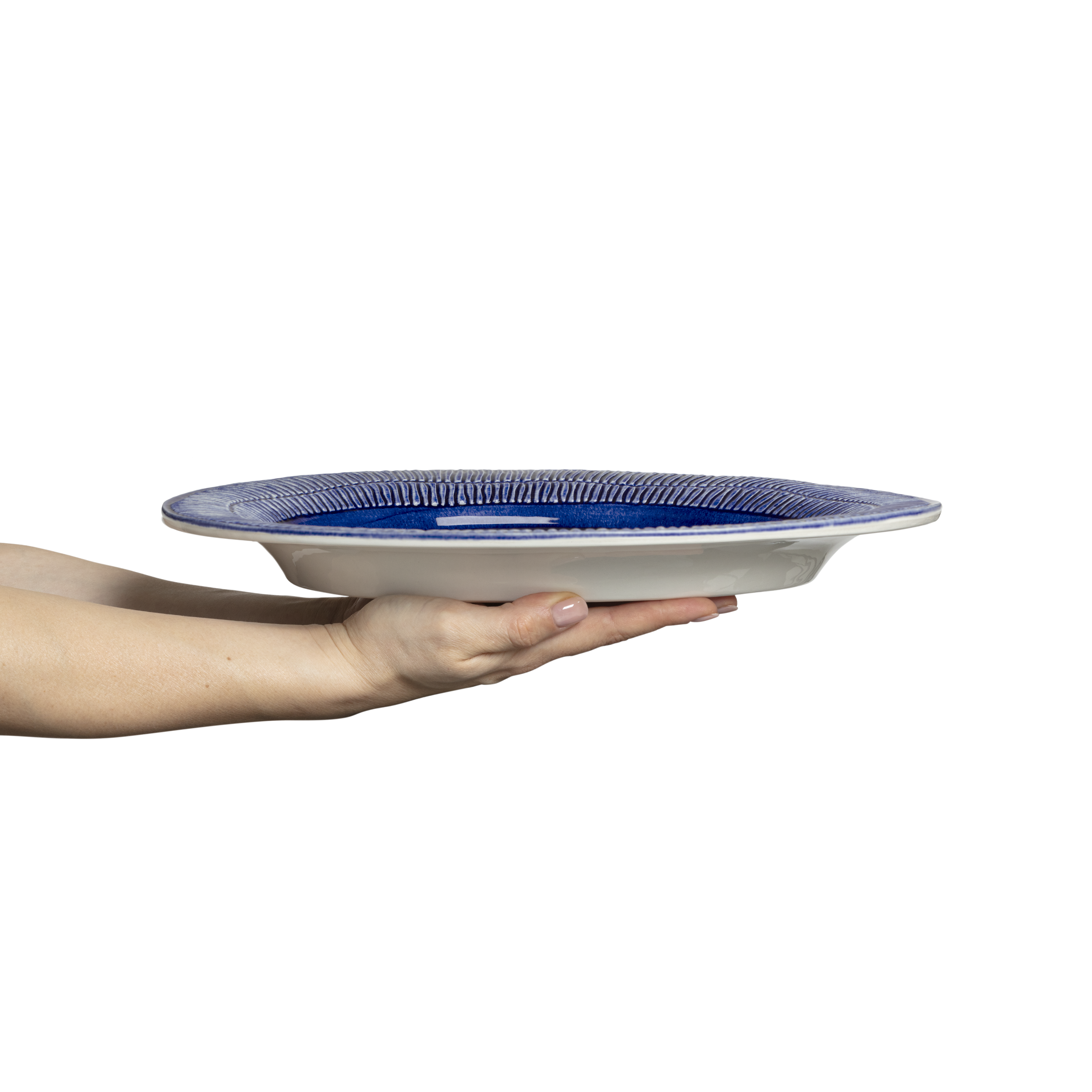 Stripes Platter 35 x 30 cm Blue