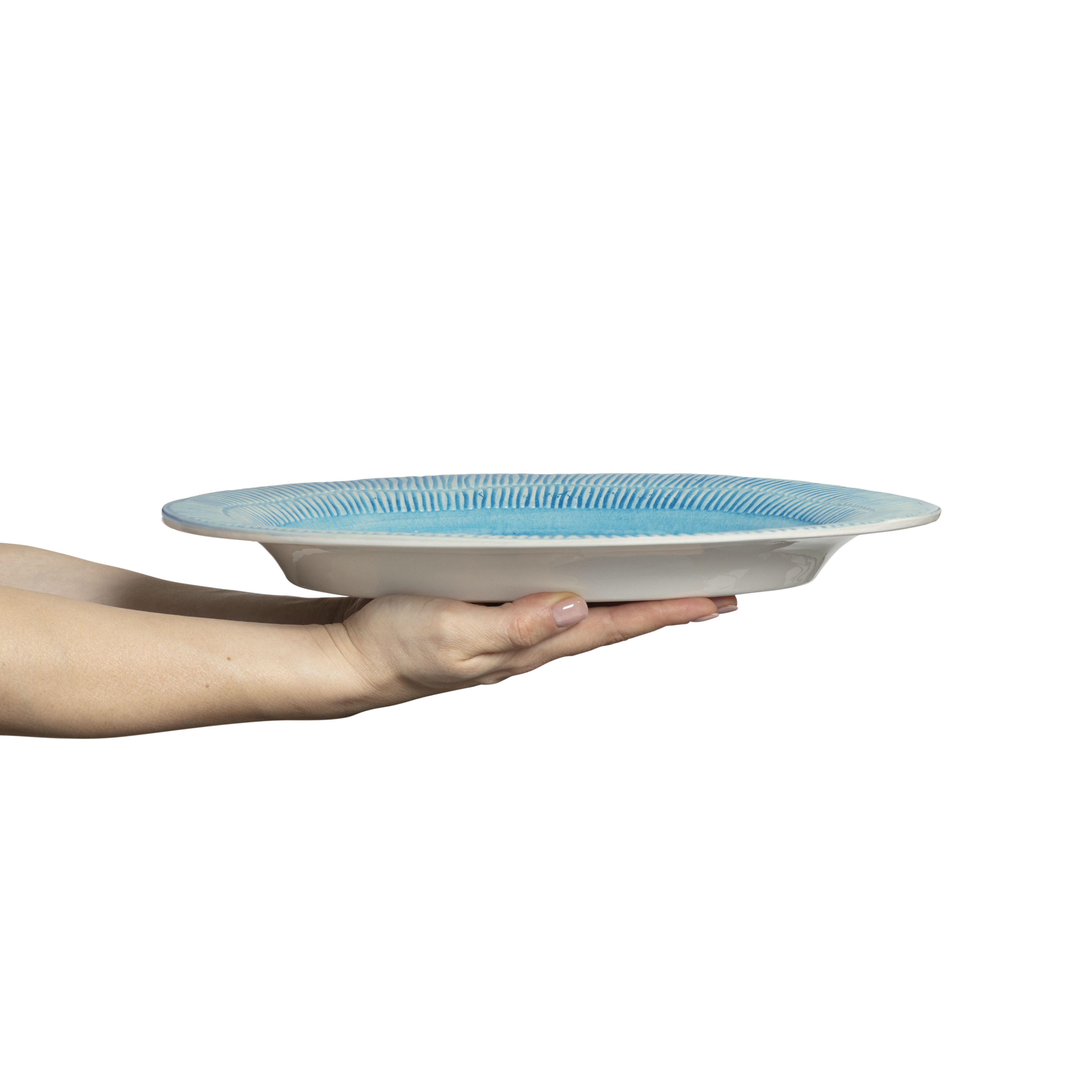 Stripes Platter 35 x 30 cm Turquoise