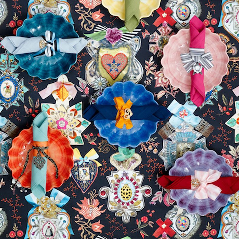 Colorful decorative bows on a patterned background