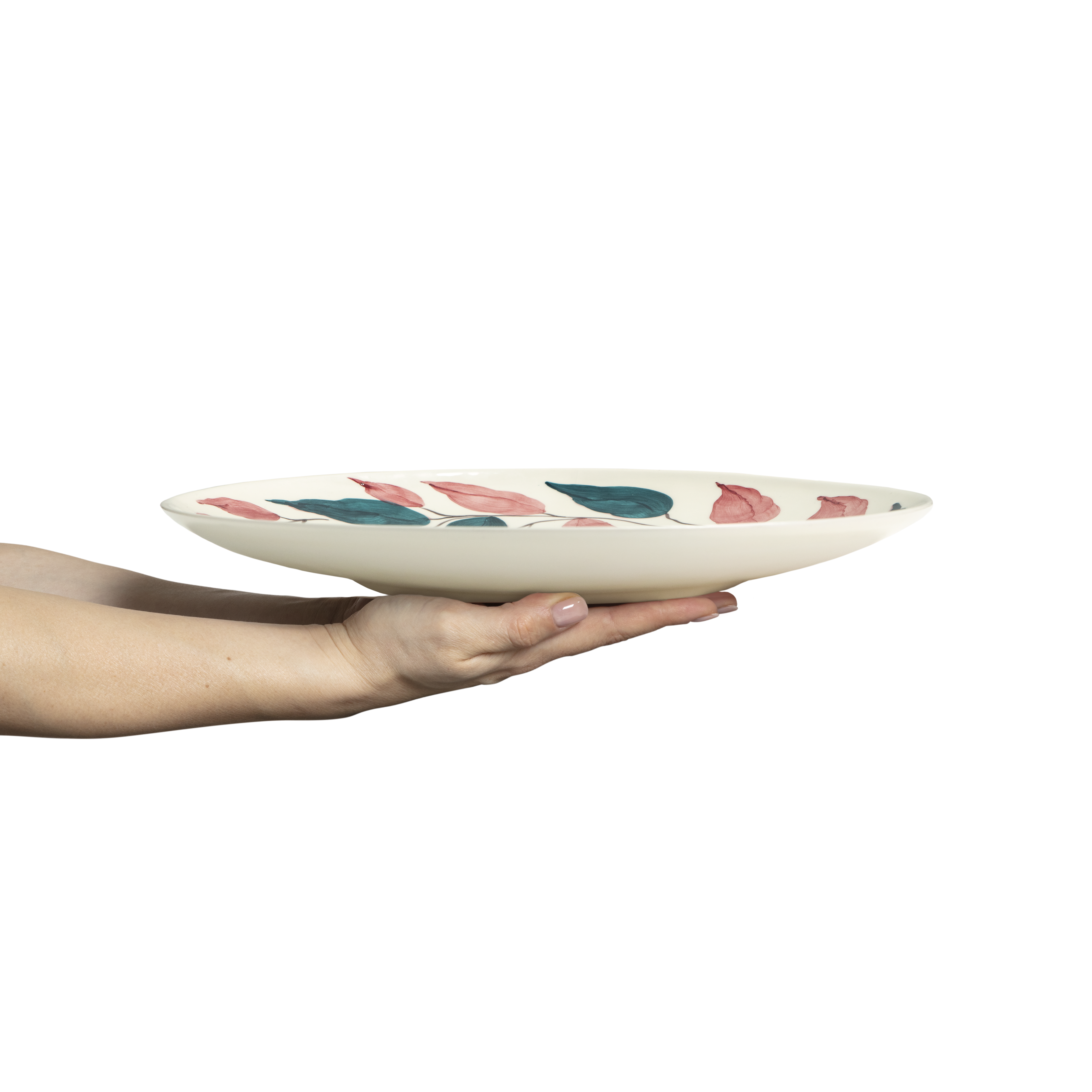 Flowers Platter 34 cm Leaves Pink