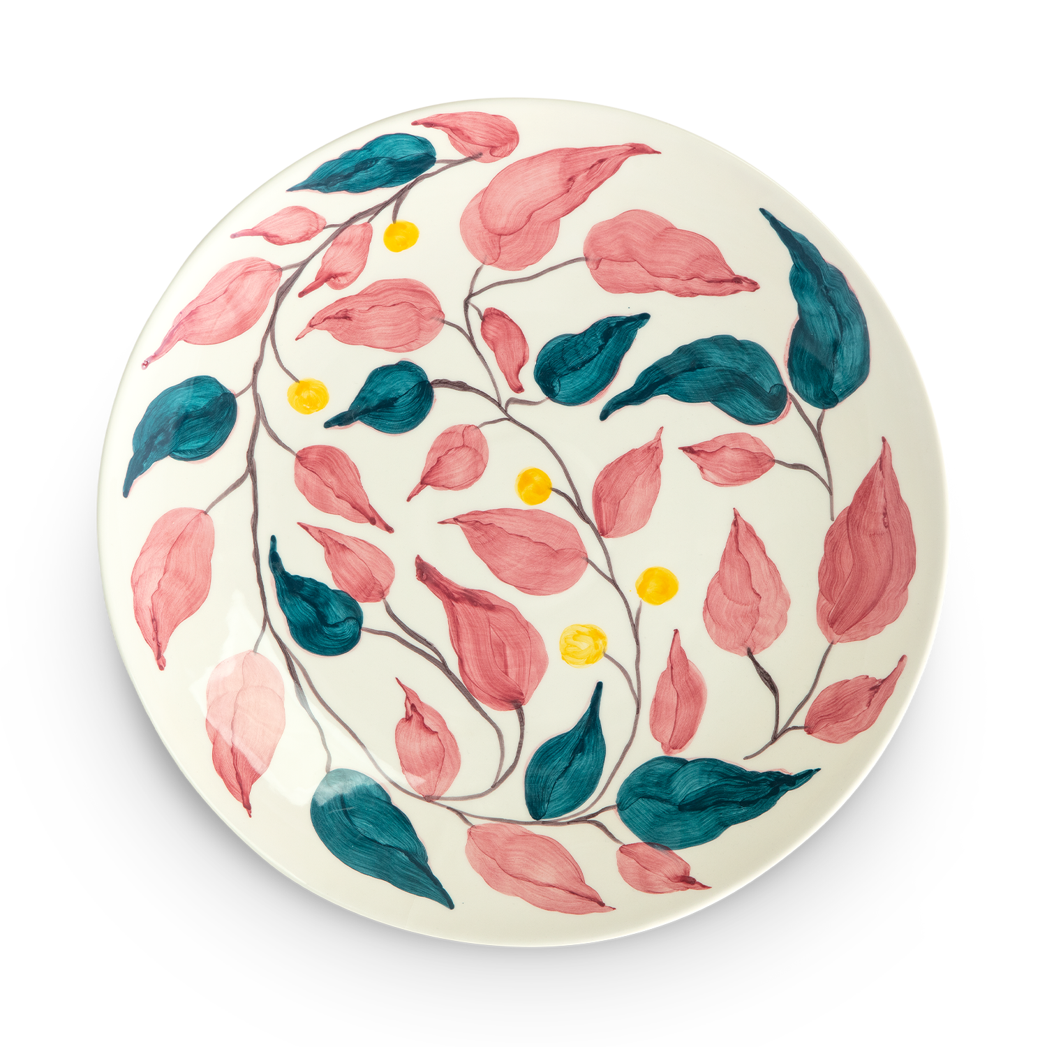Flowers Platter 34 cm Leaves Pink