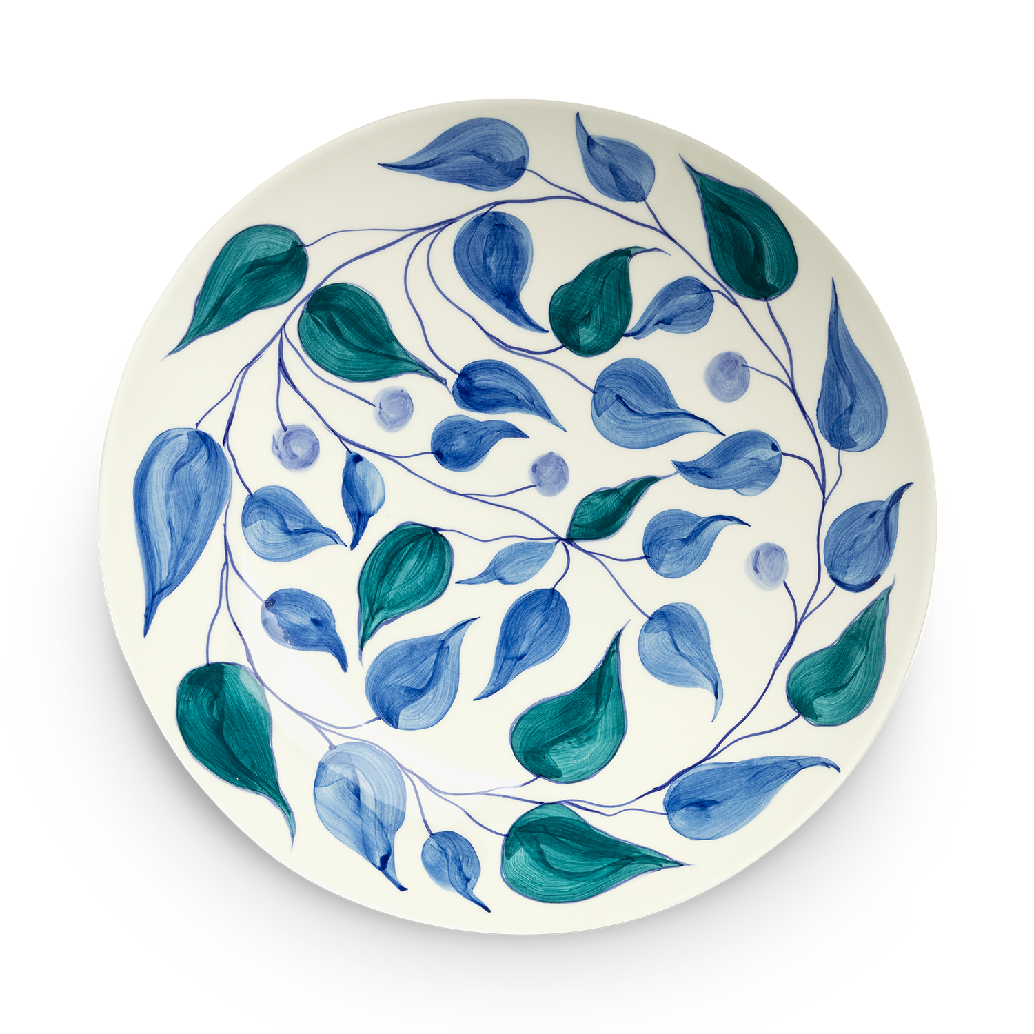 Flowers Platter 34 cm Leaves Blue