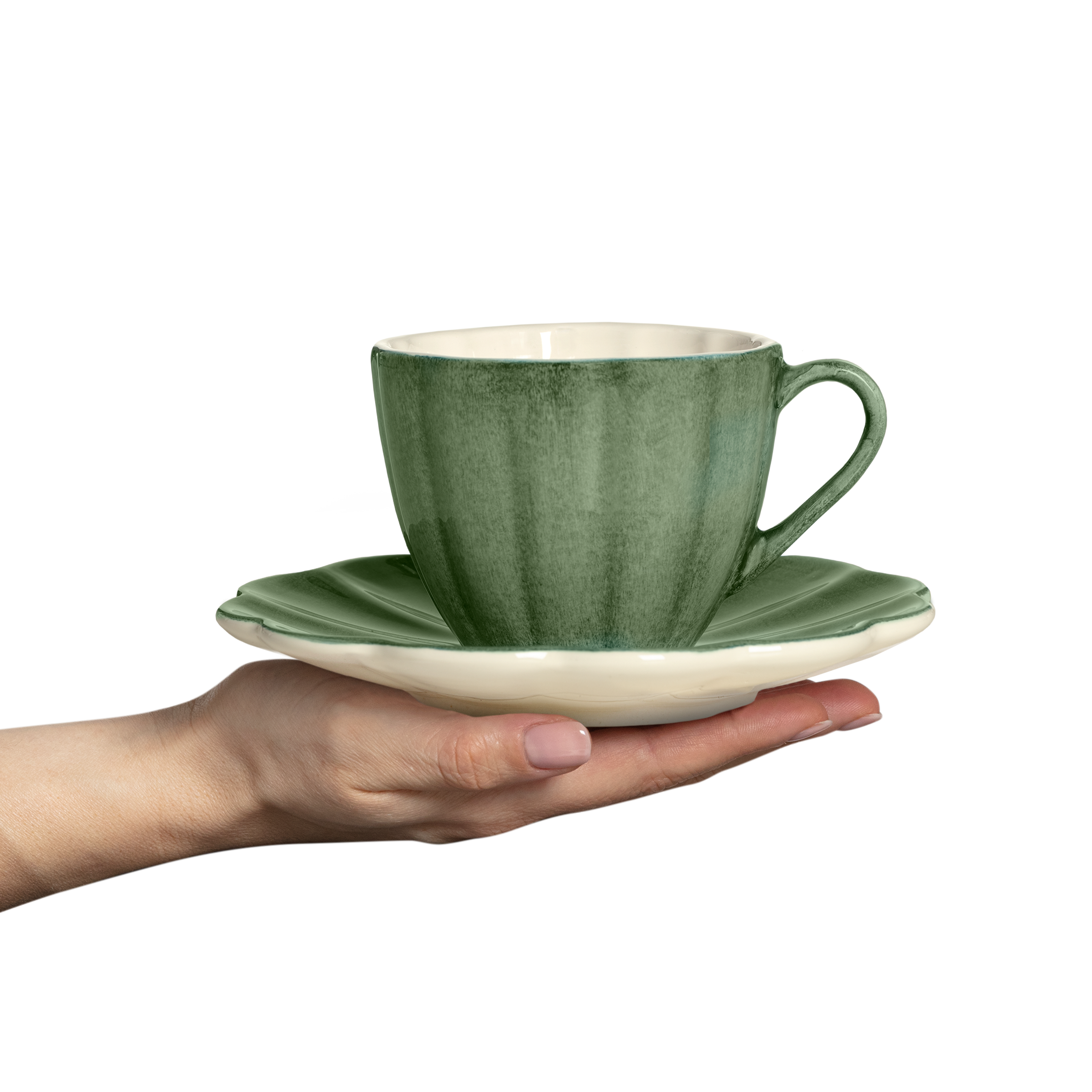 Oyster Cup and Saucer 25 cl Forest Green