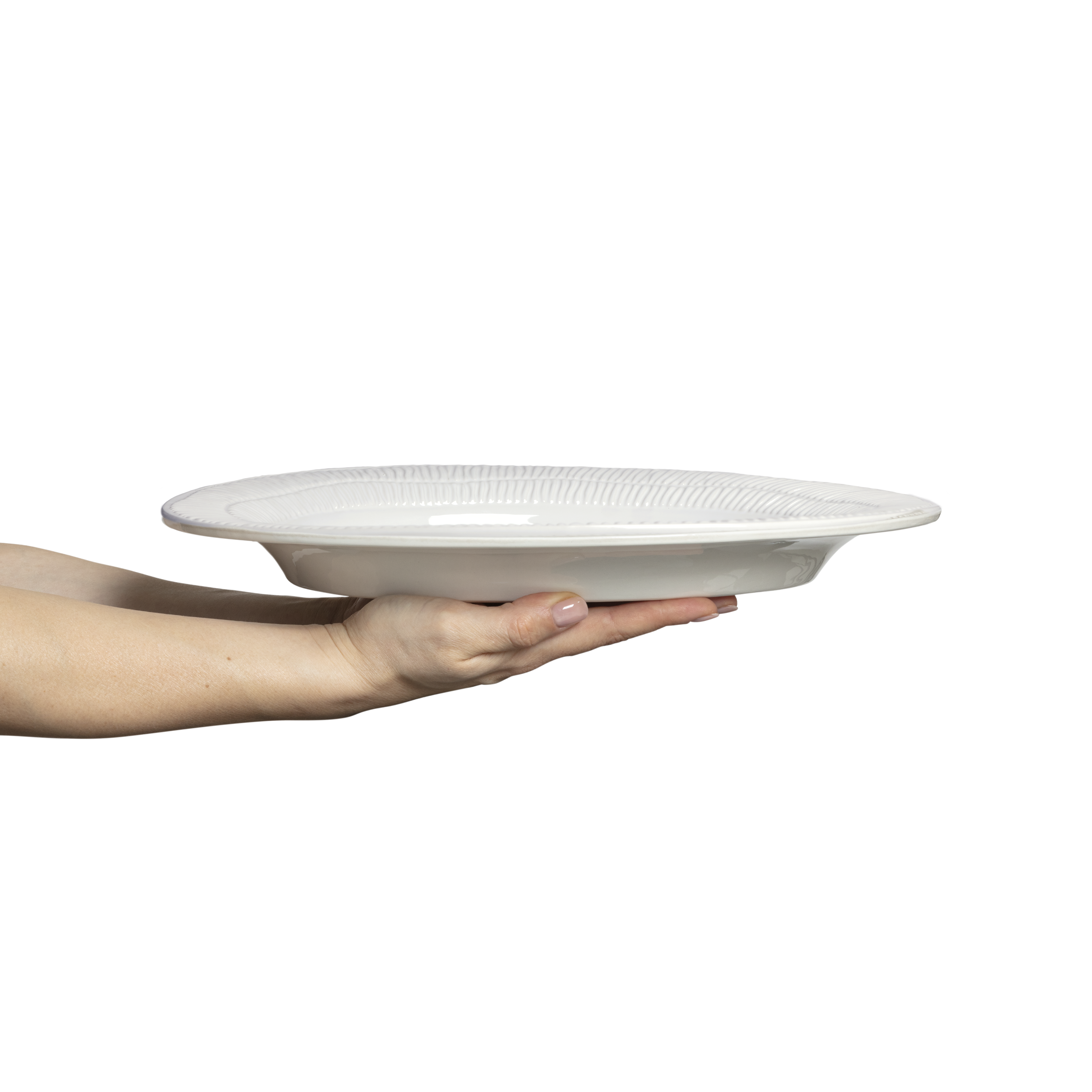 Stripes Platter 35 x 30 cm White